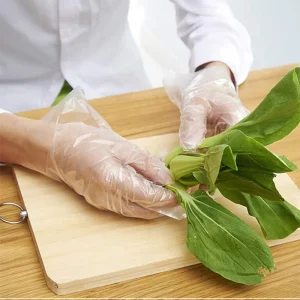 Disposable Clear PE Plastic Gloves for BBQ, Hair Salon, and Food Preparation