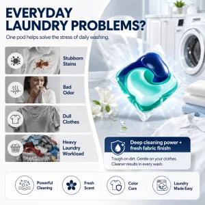 Eco-Friendly Disposable Laundry Detergent Pods 3-in-1 Deep Cleaning Formula Fresh Scent OEM ODM Factory Direct