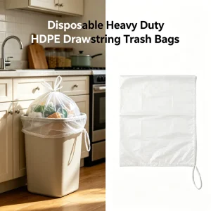 Disposable Drawstring Garbage Bags Durable Plastic Trash Bags for Home Use