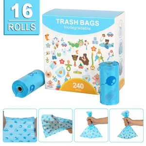 Disposable EPI+HDPE Diaper Refill Bags with Capsules Diaper Bag Dispenser Replacement 16 Rolls