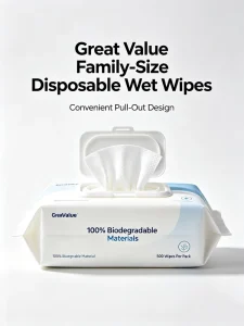 Disposable Eco-Friendly Antibacterial Pure Water Wet Wipes Extra-Thick Extra-Large Alcohol-Free Household Cleansing Wipes