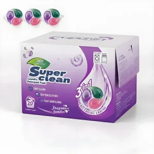 Disposable Eco-Friendly Laundry Detergent Pods 3-in-1 Low Foam Strong Scent Biodegradable