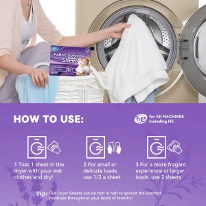Disposable Hypoallergenic Fabric Softener Sheets Cleaner Thick Formula Deep Cleaning Removes Stains Odors Fresh Scent Color