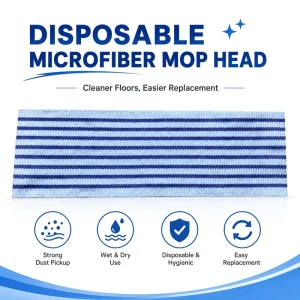 Disposable Microfiber Mop Head Refills for Wet and Dry Single-Use Cleaning