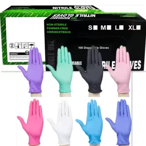 Disposable Nitrile Gloves 3, 4, or 5 Mil Pink, Black, or Blue Powder-Free 9-Inch Gloves for Tattoo, Food, and Cleaning
