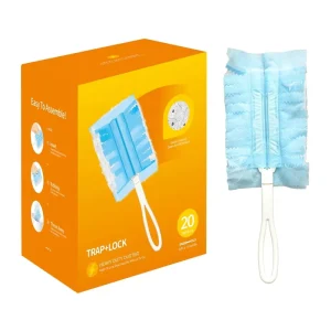 Disposable Non-Woven Fiber Square Duster Refills, 20 Counts, 1 Handle per Box, Blue