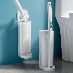 Disposable Plastic Handheld Toilet Brush with Dissolvable Replacement Heads Cleaning Set