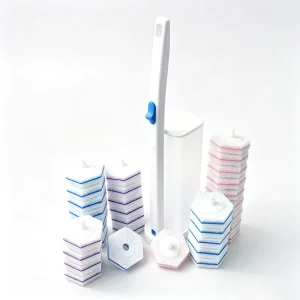 Disposable Plastic Toilet Cleaning Brush Starter Kit with 48 Pieces and 6 Wand Refills