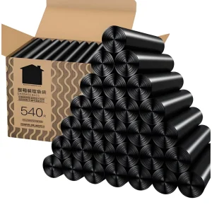 Disposable Recyclable PE Plastic Star Seal Heat Seal Coreless T-Shirt Black Trash Bags on Roll