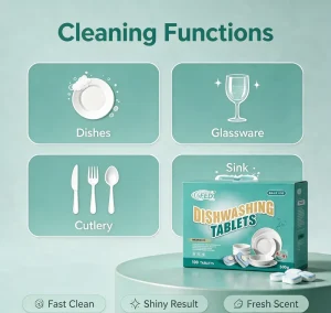 Disposable Solid Dishwasher Cleaning Tablets One Pod Cleans All Deep Clean Grease Removal Kitchen Degreaser