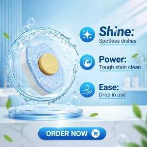 Disposable Solid Dishwashing Cleaning Tablets Deep Cleaning No Residue Quick Dissolve Eco Friendly Lemon Fragrance Private Label