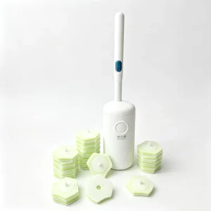 Disposable Toilet Brush Kit with Pre-Moistened Cleaner Heads for Stain Removal
