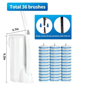 Disposable Toilet Brush Long Handle Wall Mount Bathroom Cleaner with Replacement Heads Full Coverage Cleaning for Household Use