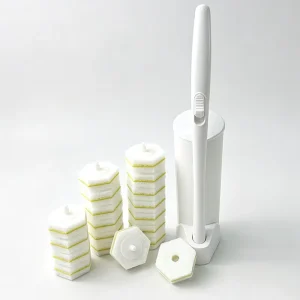 Disposable Toilet Brush Set with Cleaner-Infused Replacement Heads