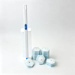 Disposable Toilet Brush Set with Snap-On Heads and Built-In Cleaner