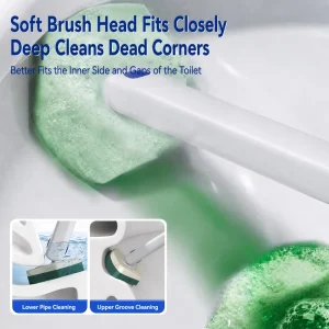 Deodorizing Disposable Toilet Brush with Mugwort Extract and Built-in Cleaner for Scale Removal