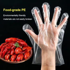 Disposable Transparent PE Plastic Food Grade Gloves Catering Lobster Film for Household Kitchen Use
