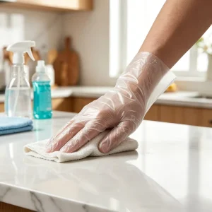 Disposable Waterproof Eco-Friendly HDPE, LDPE, and CPE Food Plastic Gloves, Medium Thickness, for Kitchen Use