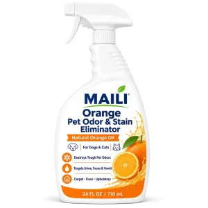 Dogs and Cats Enzyme Stain and Urine Remover Spray with Orange Pet Odor Eliminator