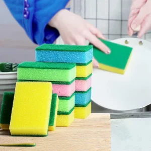 Dongguan Manufacturer’s Double-Sided Seaweed Sponge Scouring Pad for Dish and Pot Washing, PU and Steel