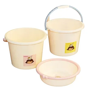 Dormitory Washroom Bath Bucket Set Household Water Storage Laundry Plastic Bucket with Lid Portable 12L Capacity
