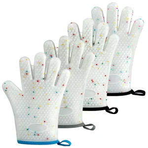 Dotted Style Thickened Cotton Silicone Cloth Gloves Microwave Oven Insulation Gloves for Household Use
