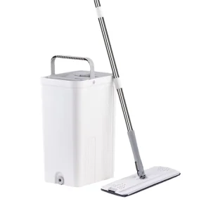 Double Chamber With Dual Scrapers 360 Swivel Microfiber Mop Head for Hardwood Tile Marble Household Floor Self Cleaning Flat Mop