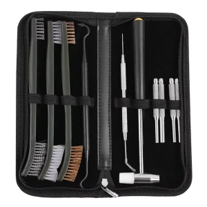 Double-Ended Gun Cleaning Brush Set with Brass Wire Bristles and Plastic Handles
