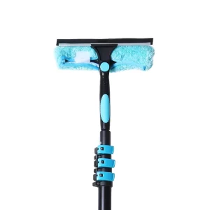 Double-Headed Microfiber Window Cleaning Brush with Adjustable Aluminum Extension Pole