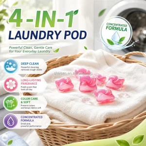 Double Layer 3D 4-in-1 Apparel Cleaning Laundry Detergent Pods Capsules Scent Booster Antibacterial Detergent 20g