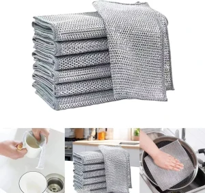 Double-Layer Steel Wire Dishwashing Cloths, Wet and Dry Use