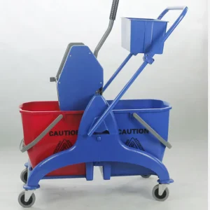 Double Mop Bucket with Press Wringer Eco Friendly Plastic 21 25L Capacity for Industrial Warehouses Cleaning Trolley