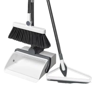 Double-Scraper Foldable Hand Broom and Dustpan Set, PP Material, Non-Stick Hair Brush
