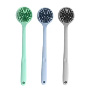 Double-Sided Bath Brush with Long Handle, Exfoliating and Massage Silicone Scrubbers