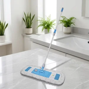Double-Sided Cotton Yarn Flat Mop Telescopic Aluminum Pole for Wet Dry Floor Cleaning on Hardwood and Tile