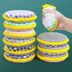 Double-Sided Dishwashing Brush Sponge Scouring Pad Thick Absorbent