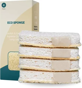 Double-Sided Eco-Friendly Kitchen Loofah Sponge Wood Cellulose Biodegradable Multi-Purpose Scouring Pad