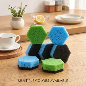 Double-Sided Hexagon Cleaning Sponge Thick Nonwoven Scouring Pad