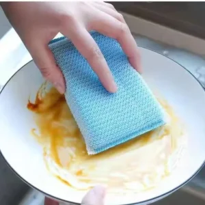 Double Sided Kitchen Cleaning Sponge Scouring Pad 9x6x3cm for Dish Pot Bowl Cleaning