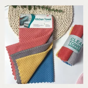 Double-Sided Microfiber Rice-Grain Towel for Kitchen Cleaning & Dishwashing Absorbent Oil-Proof Hebei Made