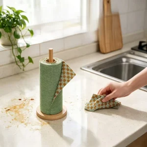 Double Sided Reusable Kitchen Cleaning Roll Wipes Washable Non Scratch Dish Cloth Roll Tear off Kitchen Towel