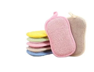 Double-Sided Reusable Microfiber Dish Scrubbing Sponge