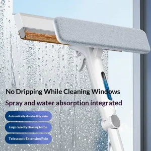Double-Sided Rubber Window Squeegee with Extendable Rod