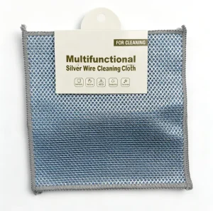 Double Sided Silver Silk Loofah Dishwashing Cloth Non Greasy Kitchen Cloth Absorbent and Thickened Steel Wire Cleaning Cloth