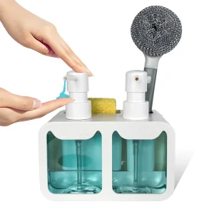 Double-Sided Soap Dispenser, Dual-Pump Plastic Bottle for Liquid and Lotion, Kitchen and Bathroom