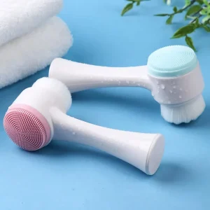 Double-Sided Soft Silicone Facial Cleansing Brush with Massage Surface