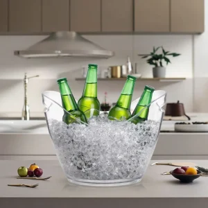 Double-Wall Acrylic Ice Bucket for Wine and Beer, Plastic Wine Chiller