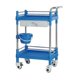Double layer 1 Drawer ABS Plastic Panel 201 Stainless Steel Pipe Assembled Disassemble Trolley with 4 Silent Casters