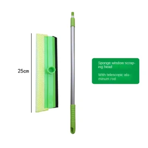 Double-sided Sponge Squeegee with Stainless Steel Telescopic Handle and EVA Grip for Window Cleaning
