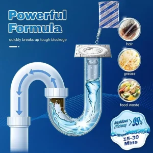 Drain Clog Remover and Deodorizer for Hair Clogs in Sinks and Toilets